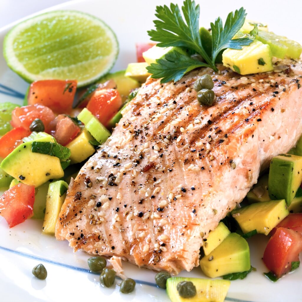 Salmon with Avocado Salsa. There's some evidence suggesting that omega-3 fatty acids may inhibit the growth of cancerous tumors and reduce inflammation, a risk factor for cancer.